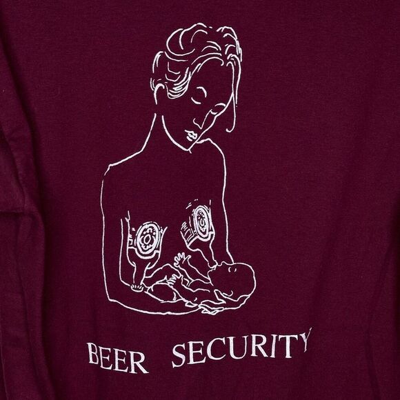VTG 90’s Funny BEER SECURITY Graphic Shirt Single Stich Made In USA Large - Picture 1 of 6
